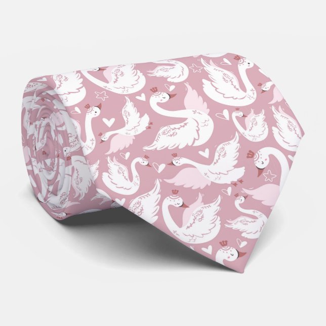 Beautiful Floral Swan Neck Tie (Rolled)