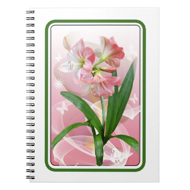 Beautiful Floral Themed Amaryllis Notebook (Front)