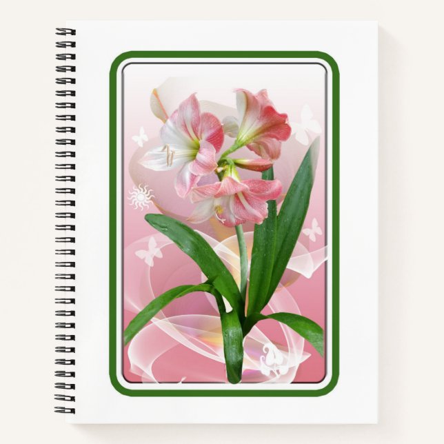 Beautiful Floral Themed Amaryllis Notebook (Front)