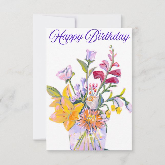 Beautiful Floral Vase Birthday Card (Front)