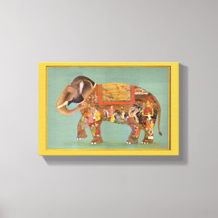 Beautiful Floral Vintage Fine Painted Elephant Canvas Print