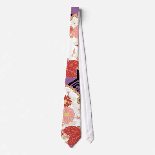 Beautiful Floral Vintage Japanese Pattern Neck Tie
