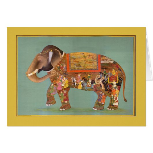 Beautiful Floral Vintage Painted Elephant Cards (Front Horizontal)