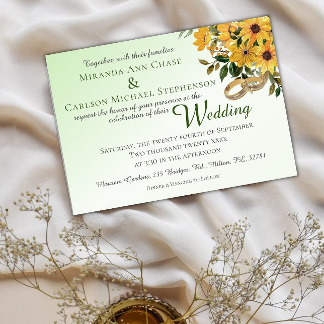 Beautiful Floral w/ Rings Wedding Invitation (Creator Uploaded)