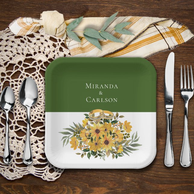 Beautiful Floral w/ Rings Wedding  Paper Plates (Creator Uploaded)