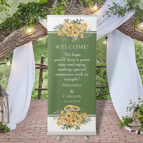 Beautiful Floral w Rings Wedding Welcome Banner
