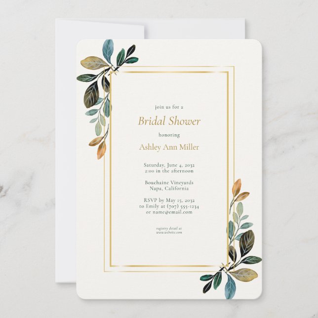 Beautiful Floral Watercolor Bridal Shower  Invitation (Front)