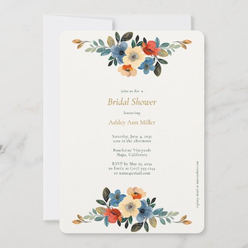 Beautiful Floral Watercolor Bridal Shower  Invitation