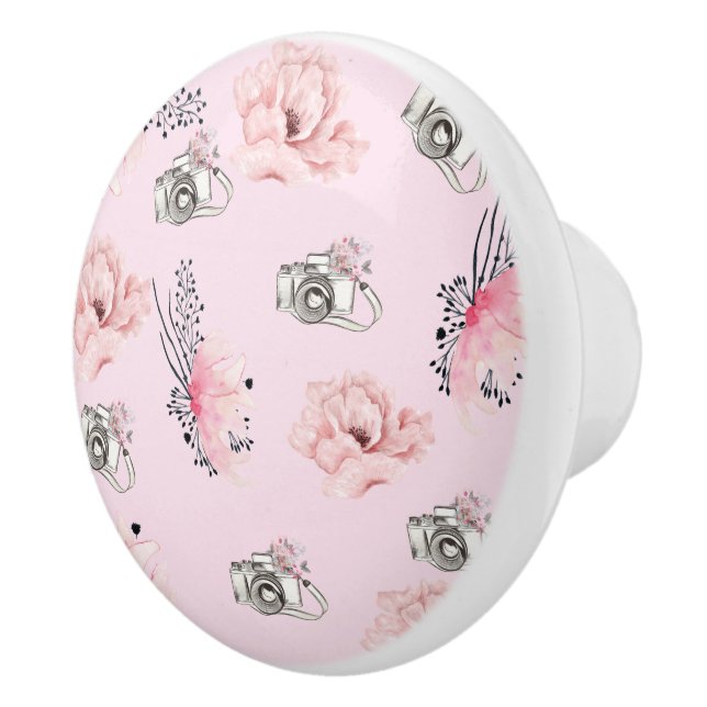 Beautiful Floral watercolor Rose Ceramic Knob (Right)