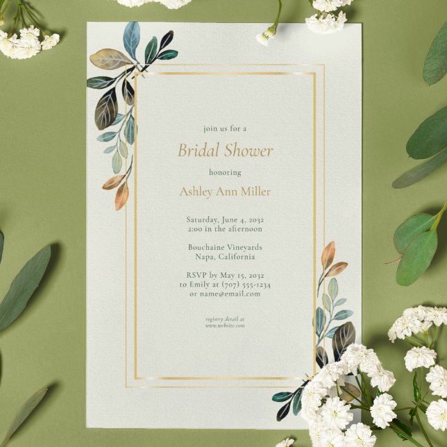Beautiful Floral Watercolor Sage Bridal Shower Invitation (Creator Uploaded)