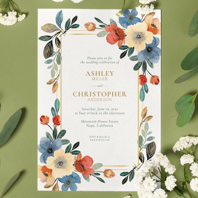 Beautiful Floral Watercolor Wedding Invitation (Creator Uploaded)