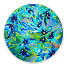 Beautiful Floral Watercolour Ceramic Door Knob