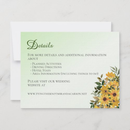 Beautiful Floral Wedding Details Enclosure Card