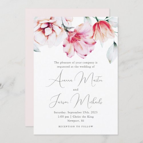 Beautiful Floral Wedding Peach Invitation