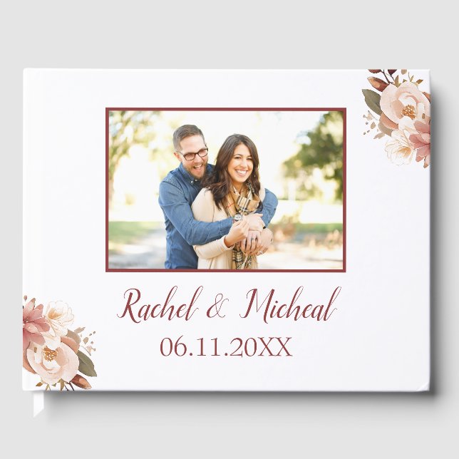 Beautiful Floral Wedding Photo Guest Book (Front)