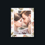 Beautiful Floral with Love Typography Photo Canvas Print<br><div class="desc">Beautiful watercolor floral and foliage print with simple love typography photo wall art. This elegant design is a perfect wedding or anniversary gift,  but also a lovely way to display any much loved photo in your home.</div>