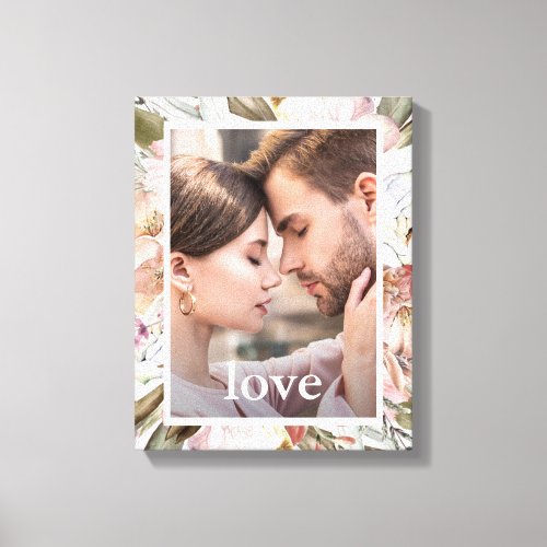 Beautiful Floral with Love Typography Photo Canvas Print