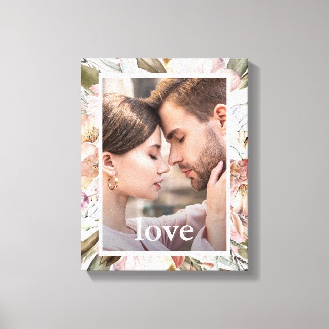 Beautiful Floral with Love Typography Photo Canvas Print (Front)