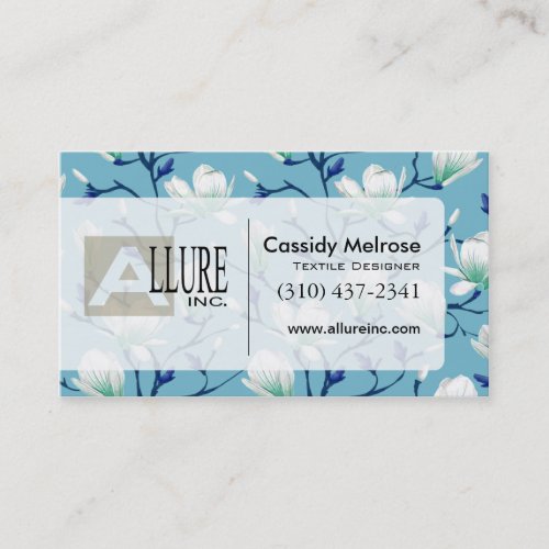 Beautiful Floral with Vines  blue Business Card