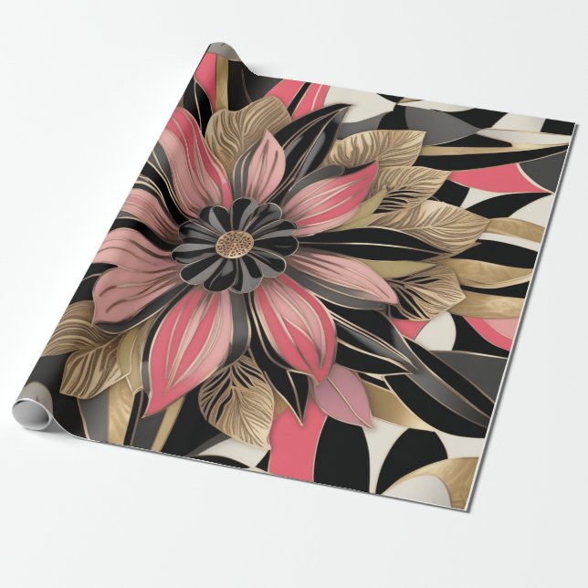 Beautiful floral wrapping paper (Unrolled)