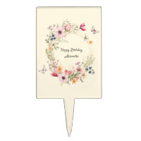 Beautiful Floral Wreath and Butterflies Birthday
