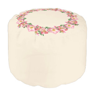 Beautiful Floral Wreath on Champagne Beige Pouf