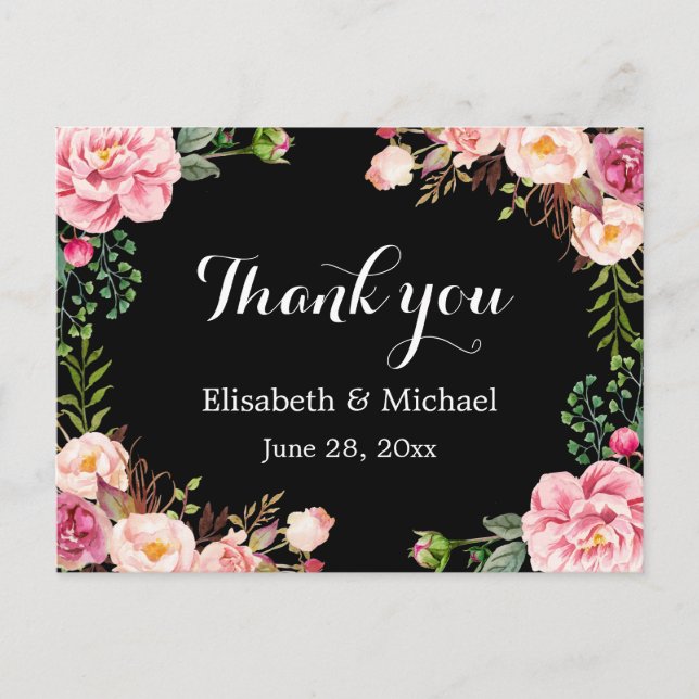 Beautiful Floral Wreath Wrap - Thank You Postcard (Front)
