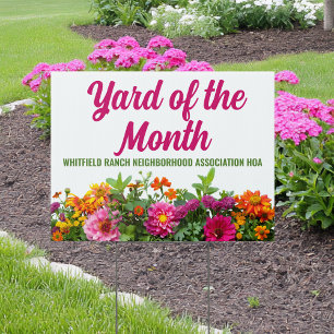 Beautiful Floral Yard of the Month Custom Garden Sign
