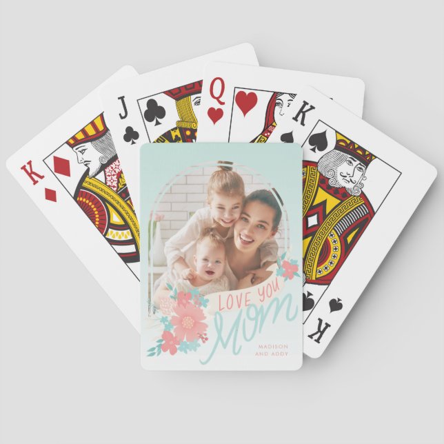 Beautiful florals with arch photo for Mom Poker Cards (Back)