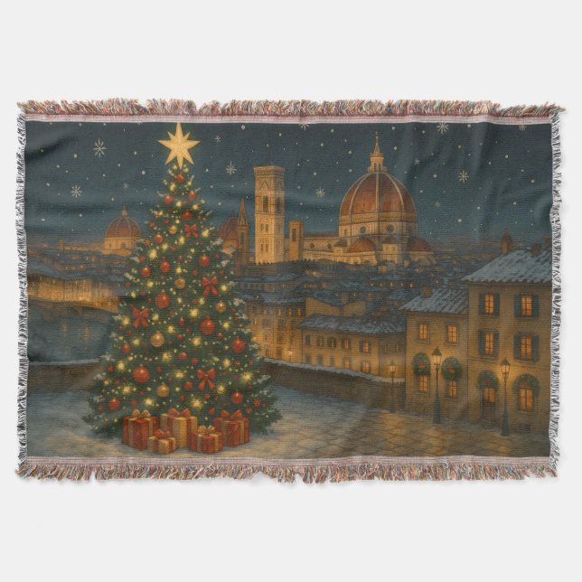 Beautiful Florence Christmas Throw Blanket (Front)