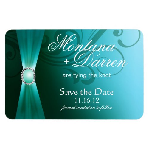 Beautiful Flourish Save the Date Magnet  teal