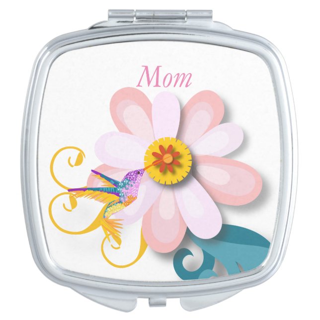 Beautiful flower and Humming bird Mother's Day Compact Mirror (Front)