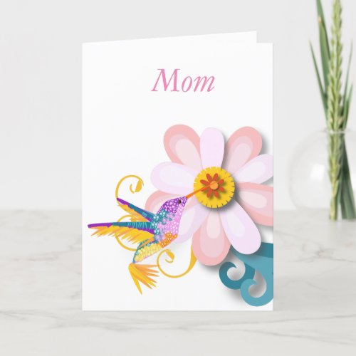 Beautiful flower and Humming bird Mothers Day Holiday Card