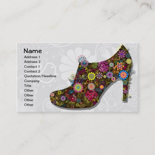 Beautiful Flower &amp; Bird Shoe Retro Business Card Templates