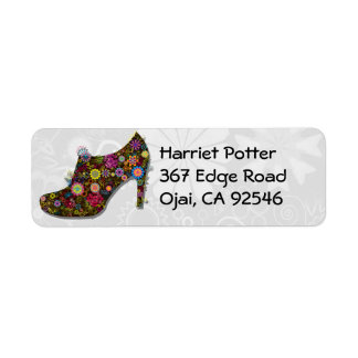 Beautiful Flower & Bird Shoe Retro Label
