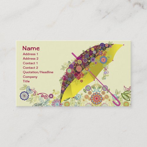 Beautiful Flower &amp; Bird Umbrella/Parasol Business Card