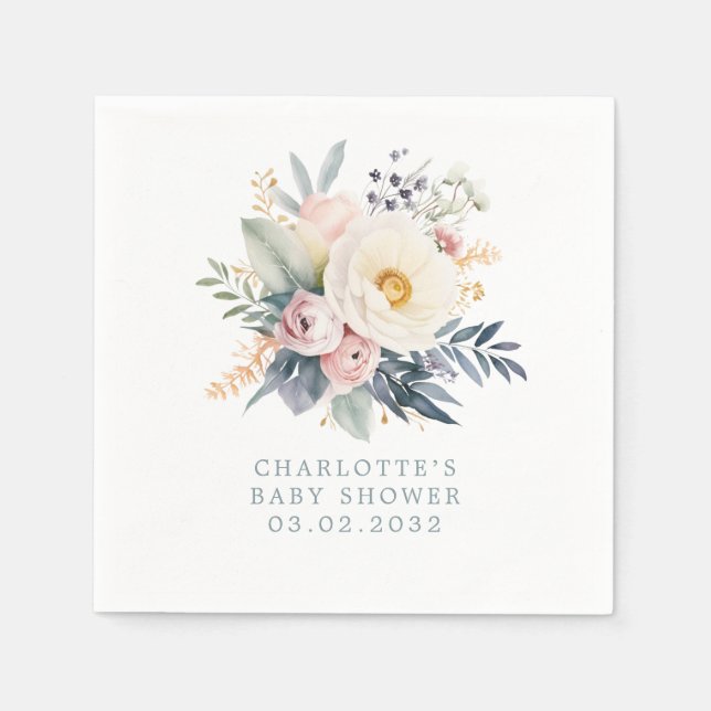 Beautiful flower bouquet Baby Shower Napkins (Front)