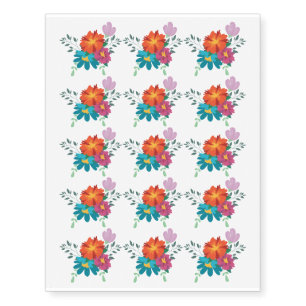 Beautiful Flower Bouquet Design Temporary Tattoos