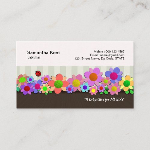 Beautiful Flower Box Garden Babysitter Business Card