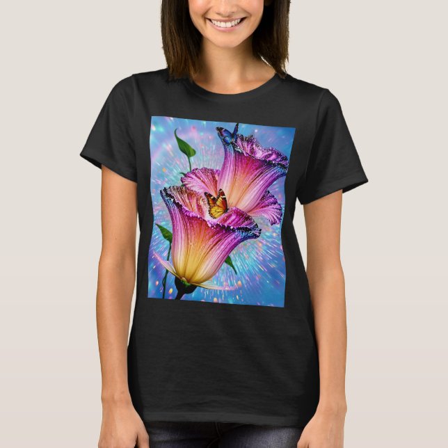 Beautiful Flower & Butterfly T-Shirt (Front)