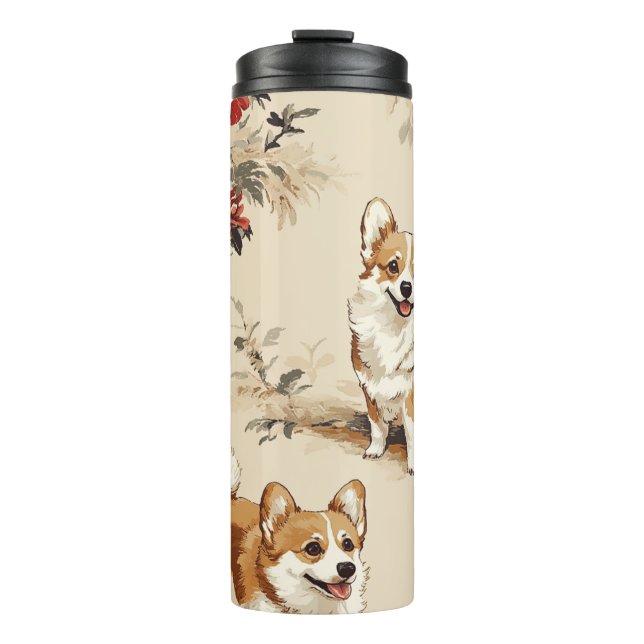 Beautiful Flower Christmas Corgi Dog Thermal Tumbler (Front)