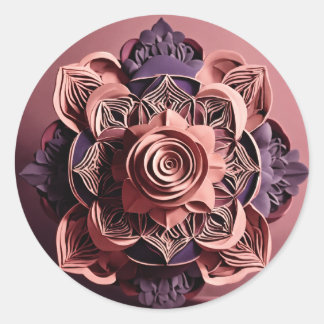 Beautiful Flower Design Round Stickers