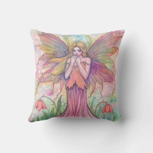 Beautiful Flower Faerie Fairy Throw Pillow | Zazzle