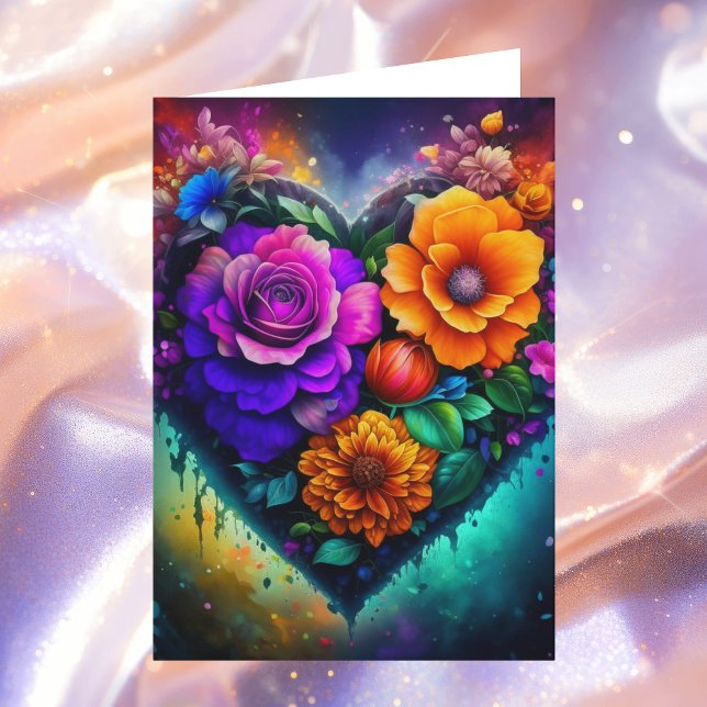 Beautiful Flower Filled Heart Valentine's Day Card (Creator Uploaded)