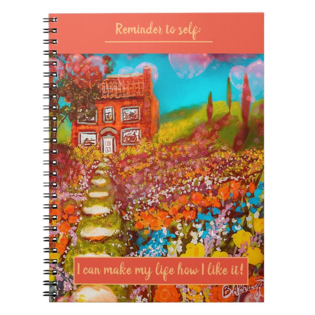Beautiful Flower Garden Cottage w/Birthday Wish  Notebook (Front)