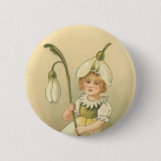 Beautiful Flower Girl Vintage Easter Pinback Button