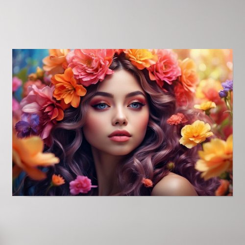Beautiful Flower Maiden Poster