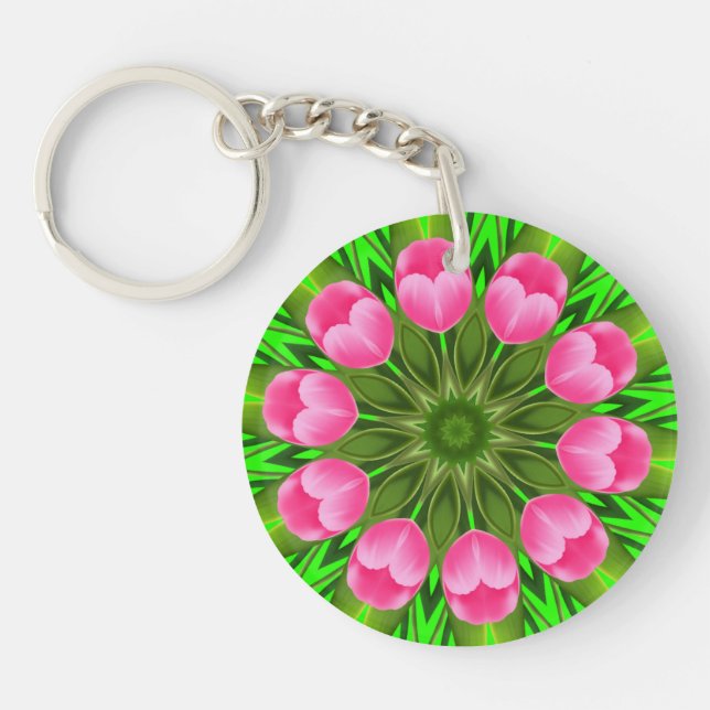 Beautiful Flower Mandala Design-79358 Keychain (Front)