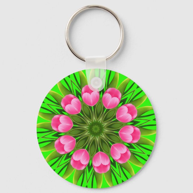 Beautiful Flower Mandala Design-79358 Keychain (Front)