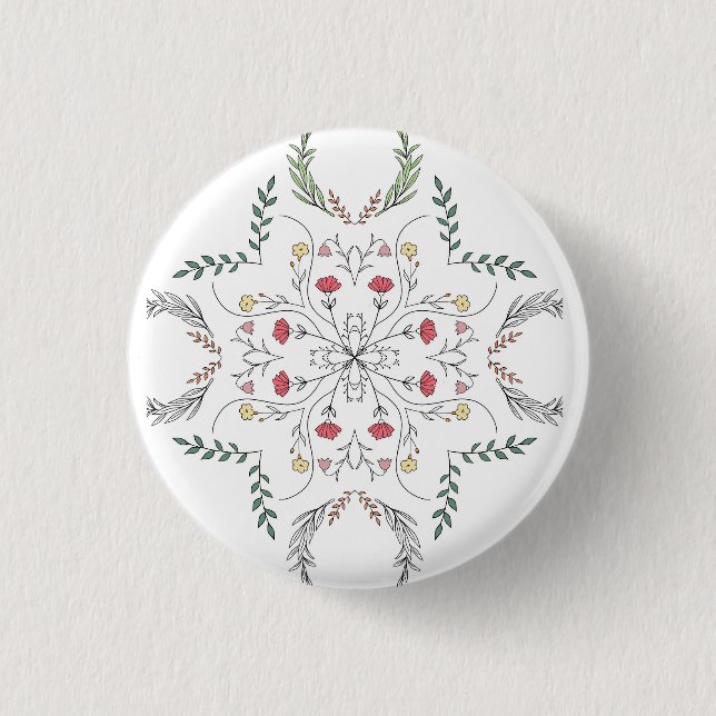Beautiful flower pattern, mandala button (Front)